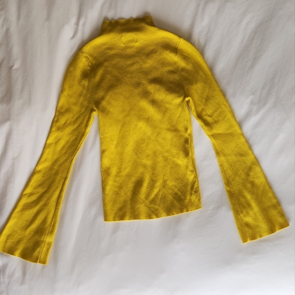 Anthropologie Maeve Arlowe Bell Sleeve XXS Yellow Long Sleeve Turtleneck Sweater - Picture 7 of 9